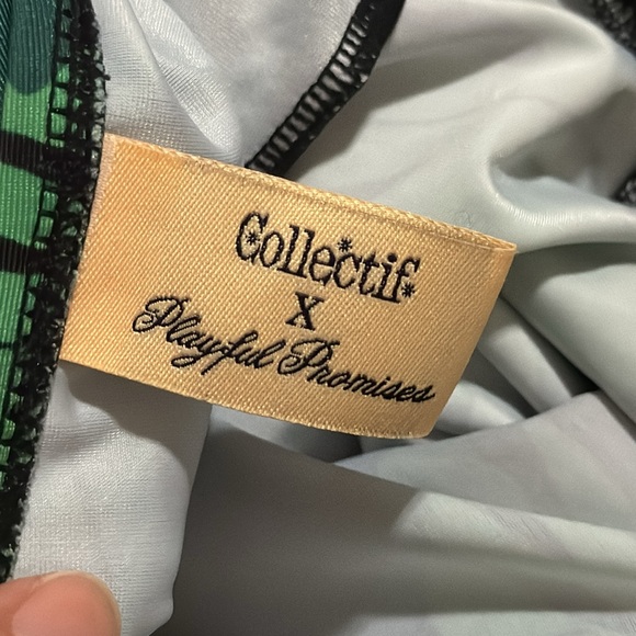 Collectif X Playful Promises Green Palm Skirted Swimsuit One Piece Pinup-6 - Picture 11 of 12